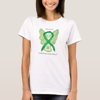 Green Awareness Ribbon Angel Custom Cause Shirts