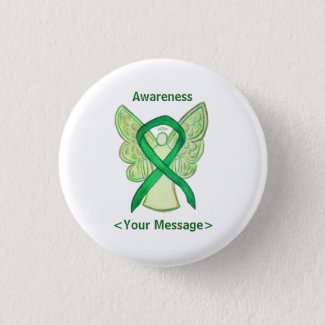 Green Awareness Ribbon Angel Custom Pin
