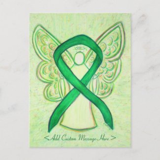 Green Awareness Ribbon Angel Custom Postcard