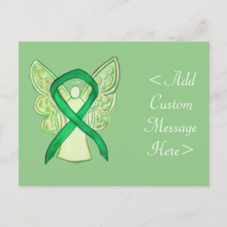 Green Awareness Ribbon Angel Custom Postcard