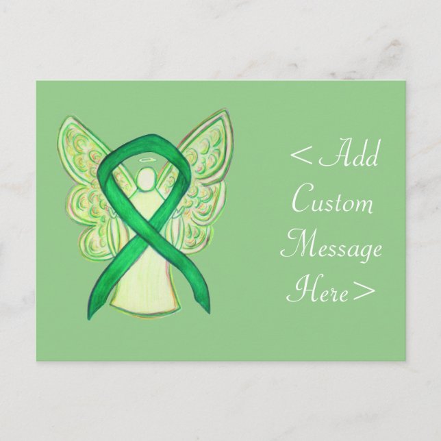 Green Awareness Ribbon Angel Custom Postcard (Front)