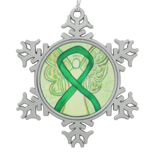 Green Awareness Ribbon Angel Customized Ornament