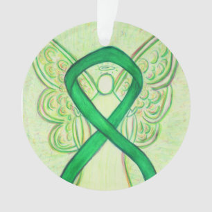 Green Awareness Ribbon Angel Customized Ornaments