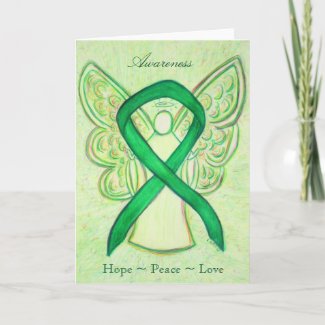 Green Awareness Ribbon Angel Greeting Card