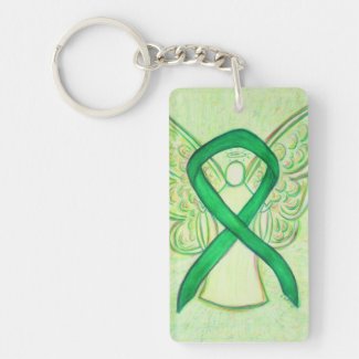 Green Awareness Ribbon Angel Key chain