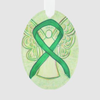 Green Awareness Ribbon Angel Ornament Pendant
