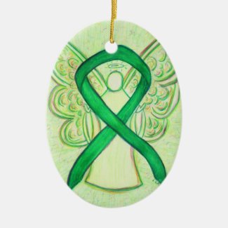 Green Awareness Ribbon Angel Pendant Ornament