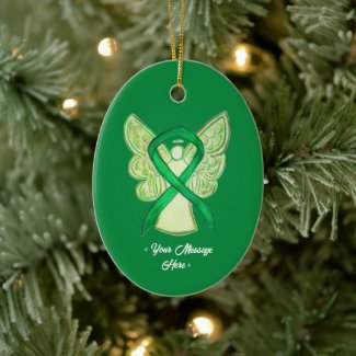 Green Awareness Ribbon Angel Pendant Ornament