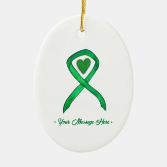 Green Awareness Ribbon Art Custom Pendant Ornament