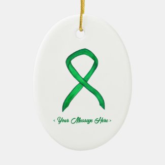 Green Awareness Ribbon Art Custom Pendant Ornament