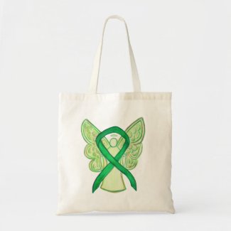 Green Awareness Ribbon Art Custom Tote Bag