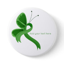 Green Awareness Ribbon Butterfly Button