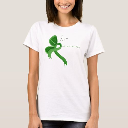 Green Awareness Ribbon Butterfly T_Shirt