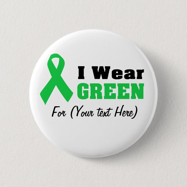 Green Awareness Ribbon Button (Front)