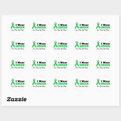 Green Awareness Ribbon Classic Round Sticker | Zazzle