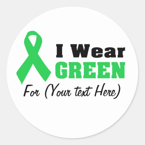 Green Awareness Ribbon Classic Round Sticker