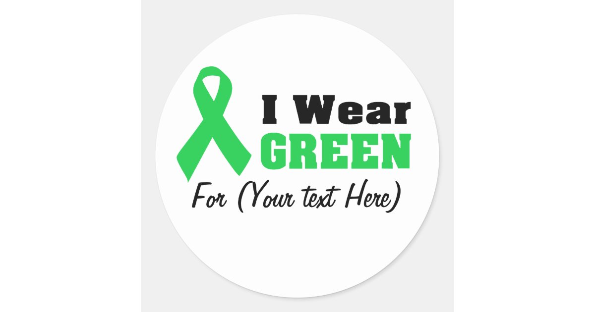 Green Awareness Ribbon Classic Round Sticker | Zazzle