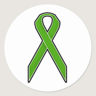 Green Awareness Ribbon Classic Round Sticker