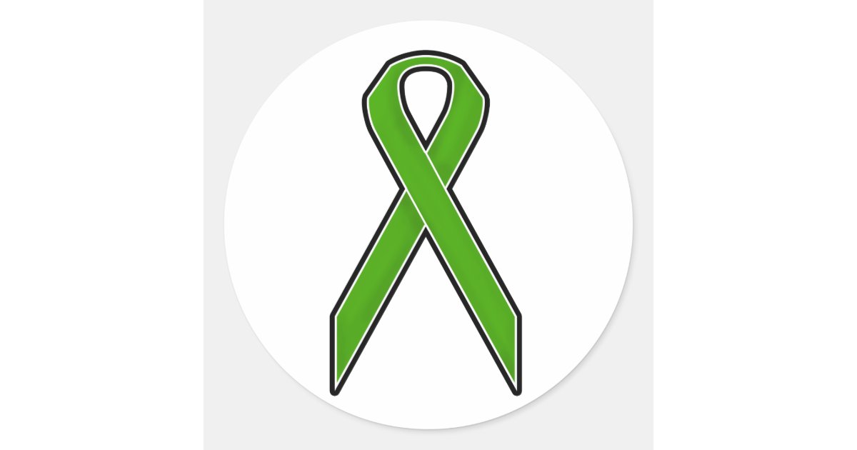 Green Awareness Ribbon Classic Round Sticker | Zazzle