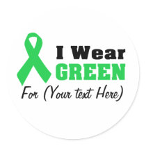 Green Awareness Ribbon Classic Round Sticker