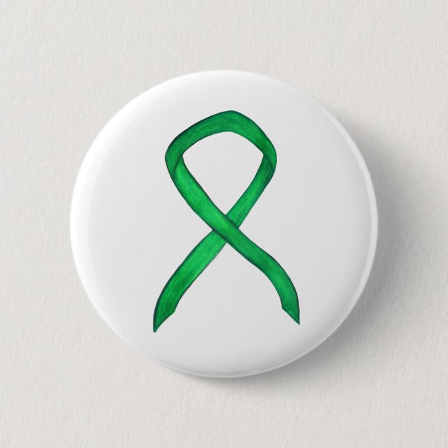 Green Awareness Ribbon Custom Art Button (Front)