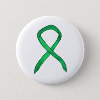 Green Awareness Ribbon Custom Art Button