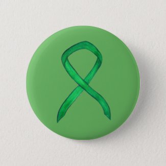 Green Awareness Ribbon Custom Art Button