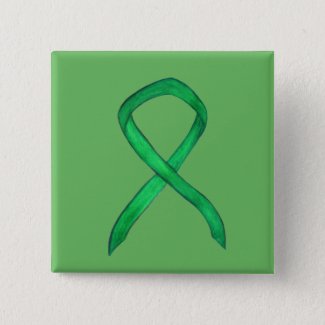 Green Awareness Ribbon Custom Art Pins