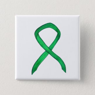 Green Awareness Ribbon Custom Art Pins