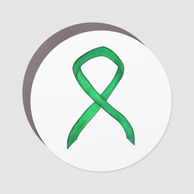 Green Awareness Ribbon Custom Car Magnet (Front)