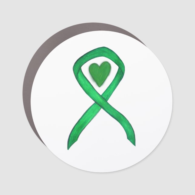 Green Awareness Ribbon Custom Car Magnet (Front)