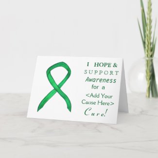 Green Awareness Ribbon Custom Cause Greeting Cards