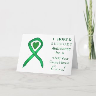 Green Awareness Ribbon Custom Cause Greeting Cards