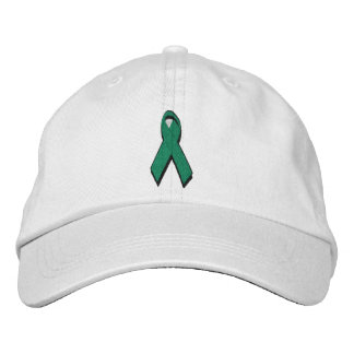 green awareness ribbon embroidered baseball hat