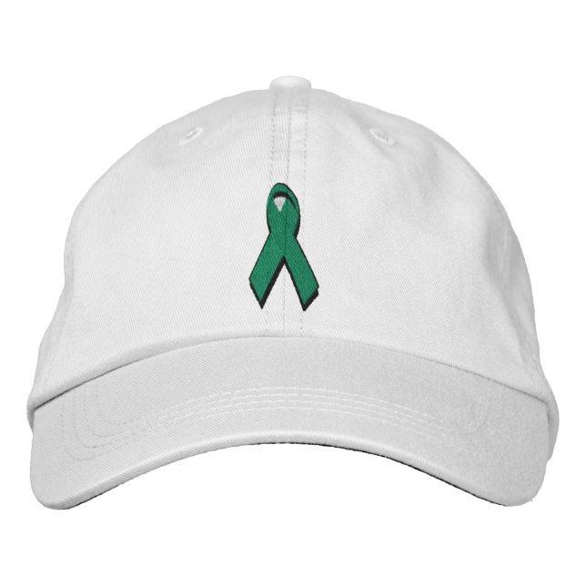 green awareness ribbon embroidered baseball hat (Front)