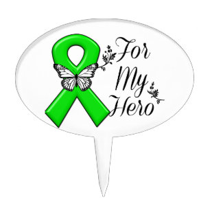 Green Awareness Ribbon For My Hero Cake Topper