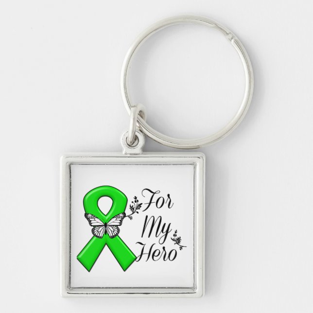 Green Awareness Ribbon For My Hero Keychain (Front)