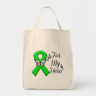 Green Awareness Ribbon For My Hero Tote Bag