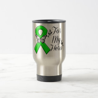 Green Awareness Ribbon For My Hero Travel Mug