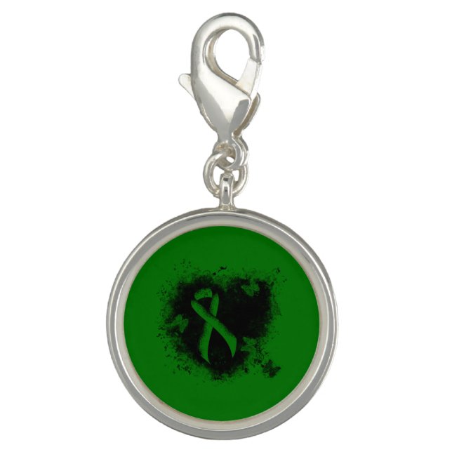 Green Awareness Ribbon Grunge Charm (Front)