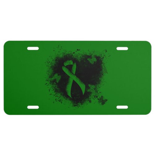 Green Awareness Ribbon Grunge License Plate