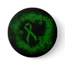Green Awareness Ribbon Grunge Pinback Button
