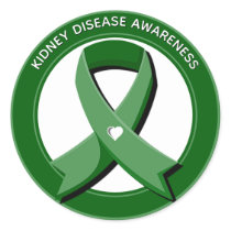 Green Awareness Ribbon Kidney Disease Awareness Classic Round Sticker