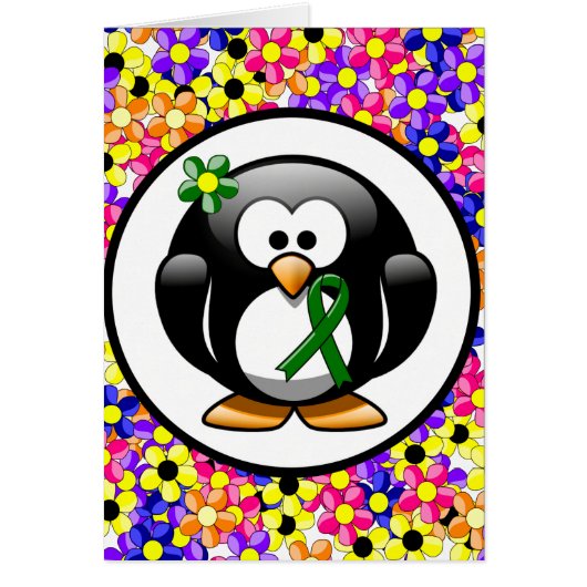 Green Awareness Ribbon Penguin Cards (Front)