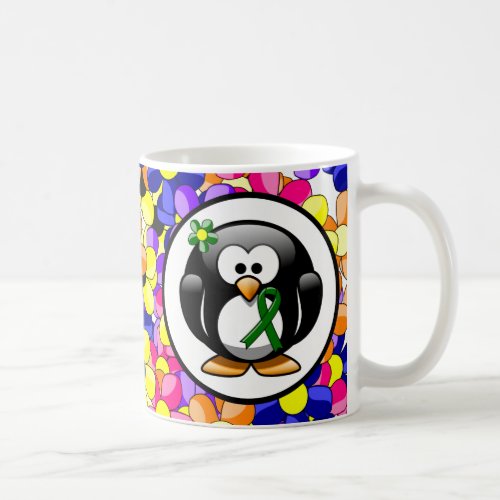 Green Awareness Ribbon Penguin Coffee Mug