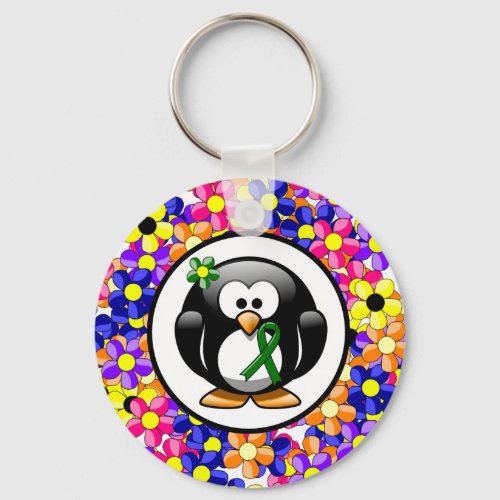 Green Awareness Ribbon Penguin Keychain