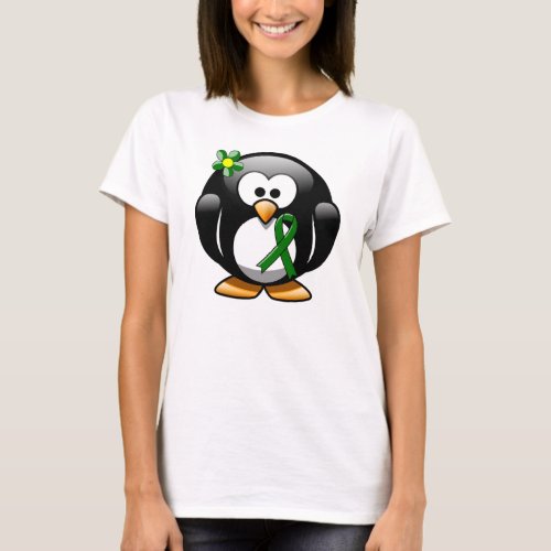 Green Awareness Ribbon Penguin T_Shirt