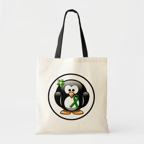 Green Awareness Ribbon Penguin Tote Bag