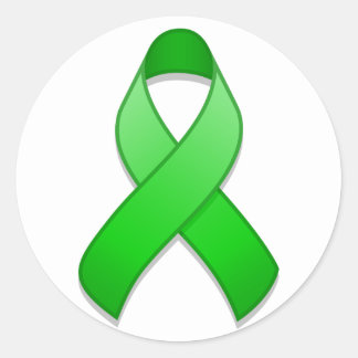 Green Awareness Ribbon Round Sticker