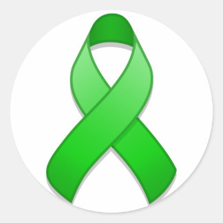 Green Awareness Ribbon Round Sticker
